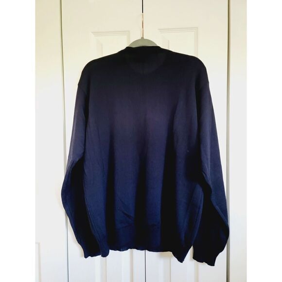 Saks Fifth Avenue Men's Sweater Size L Blue Argyle Wool Blend L/S Sweater - Picture 2 of 4